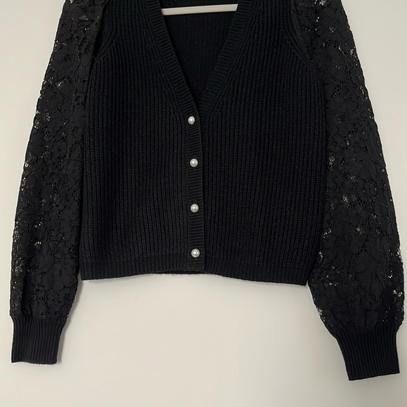 Cami NYC Beth Cardigan Lace Sleeve Wool Sweater Pearl Buttons - Picture 7 of 16